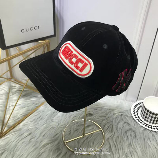 GUCCI古馳 爆款 NY聯名GUCCI古奇專櫃款經典絲絨棒球帽 6881907 LLWJ5794